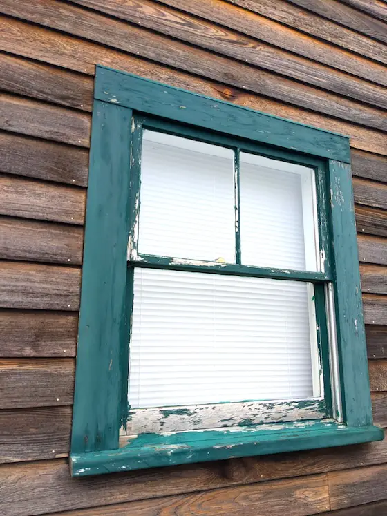exterior window with peeling paint