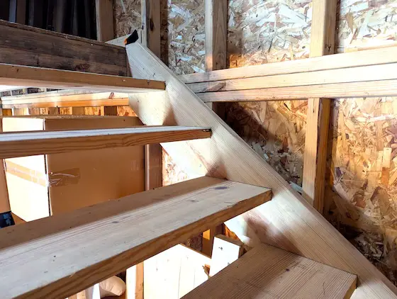 diy staircase open risers mortised stringers