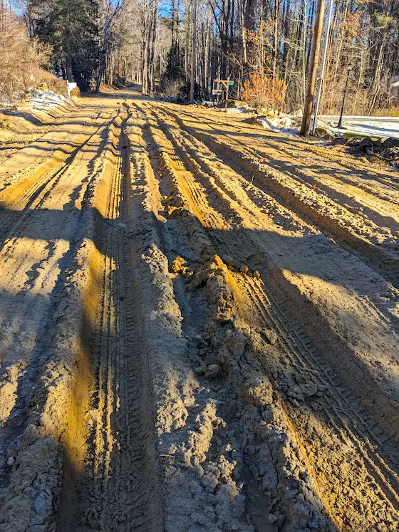 deep ruts class five road mud season