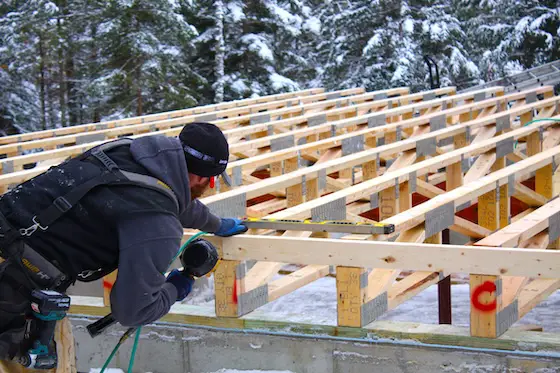 floor trusses installed in the winter