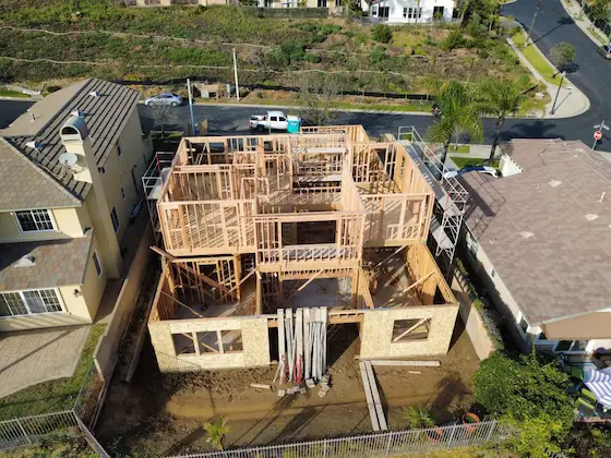 new home framing drone photo altadena ca